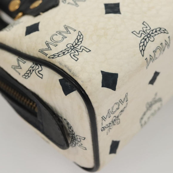 MCM Vicetos Logogram Hand Bag PVC Leather White Auth sw260