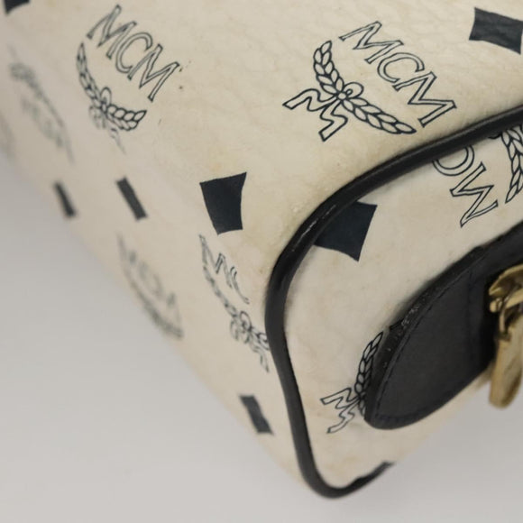 MCM Vicetos Logogram Hand Bag PVC Leather White Auth sw260