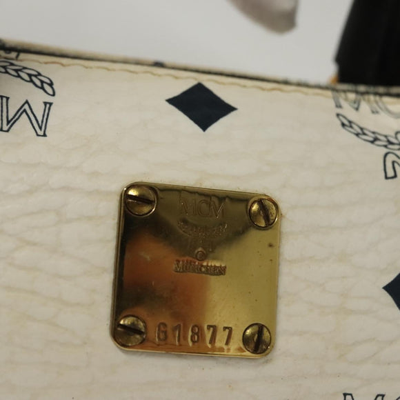 MCM Vicetos Logogram Hand Bag PVC Leather White Auth sw260