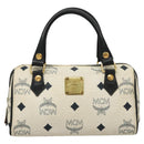 MCM Vicetos Logogram Hand Bag PVC Leather White Auth sw260-13