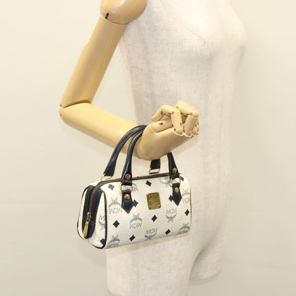 MCM Vicetos Logogram Hand Bag PVC Leather White Auth sw260