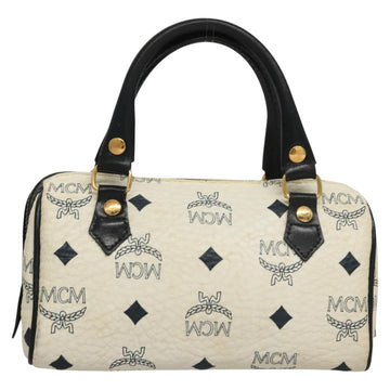 MCM Vicetos Logogram Hand Bag PVC Leather White Auth sw260 - 0
