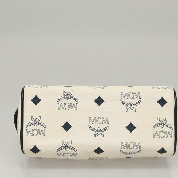 MCM Vicetos Logogram Hand Bag PVC Leather White Auth sw260