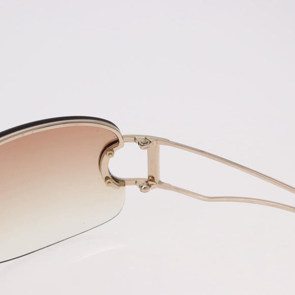 Christian Dior DIORLY Sunglasses Metal Brown Gold Auth SW2601V