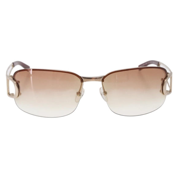 Christian Dior DIORLY Sunglasses Metal Brown Gold Auth SW2601V