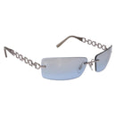 Salvatore Ferragamo Gancini Sunglasses Metal Light Blue Silver Auth SW2602V-1