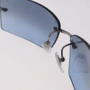 Salvatore Ferragamo Gancini Sunglasses Metal Light Blue Silver Auth SW2602V-9