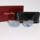 Salvatore Ferragamo Gancini Sunglasses Metal Light Blue Silver Auth SW2602V-12