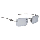 GUCCI Rimless Sunglasses Metal Silver Light Blue Auth SW2615V-1