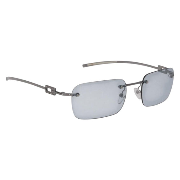 GUCCI Rimless Sunglasses Metal Silver Light Blue Auth SW2615V