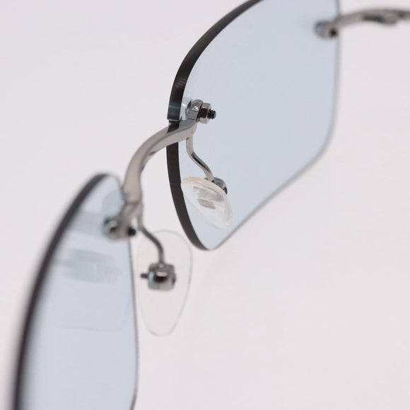 GUCCI Rimless Sunglasses Metal Silver Light Blue Auth SW2615V