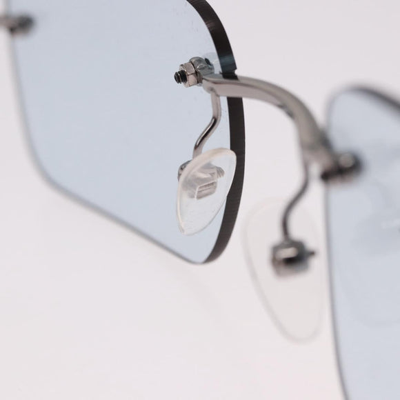 GUCCI Rimless Sunglasses Metal Silver Light Blue Auth SW2615V