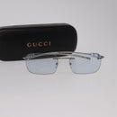 GUCCI Rimless Sunglasses Metal Silver Light Blue Auth SW2615V-14