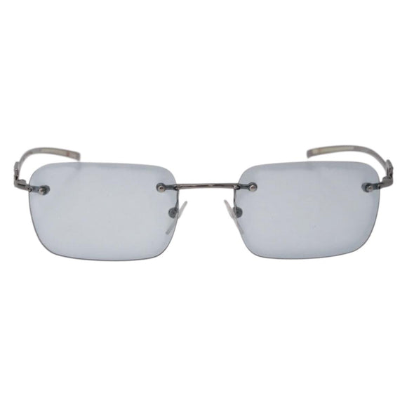 GUCCI Rimless Sunglasses Metal Silver Light Blue Auth SW2615V