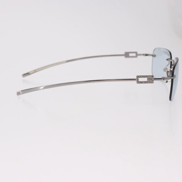 GUCCI Rimless Sunglasses Metal Silver Light Blue Auth SW2615V
