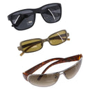 PRADA Sunglasses Plastic Metal 3 Set Black Brown Auth SW2622-1