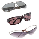 GUCCI Sunglasses Metal Plastic 3 Set Silver Brown Auth SW2628-1