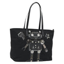PRADA Robot Tote Bag Nylon Black Silver Auth SW2635M-1