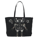PRADA Robot Tote Bag Nylon Black Silver Auth SW2635M-13