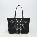 PRADA Robot Tote Bag Nylon Black Silver Auth SW2635M-12