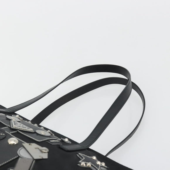 PRADA Robot Tote Bag Nylon Black Silver Auth SW2635M