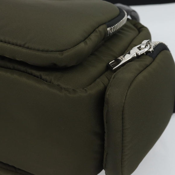 PRADA Hand Bag Nylon 2way Khaki Silver Auth SW2636SAM