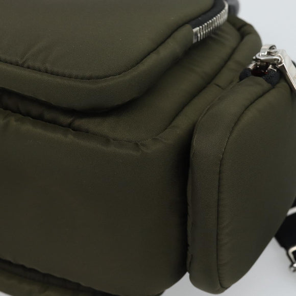 PRADA Hand Bag Nylon 2way Khaki Silver Auth SW2636SAM
