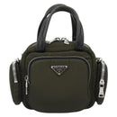 PRADA Hand Bag Nylon 2way Khaki Silver Auth SW2636SAM-2