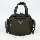 PRADA Hand Bag Nylon 2way Khaki Silver Auth SW2636SAM-28
