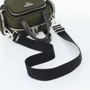 PRADA Hand Bag Nylon 2way Khaki Silver Auth SW2636SAM-9