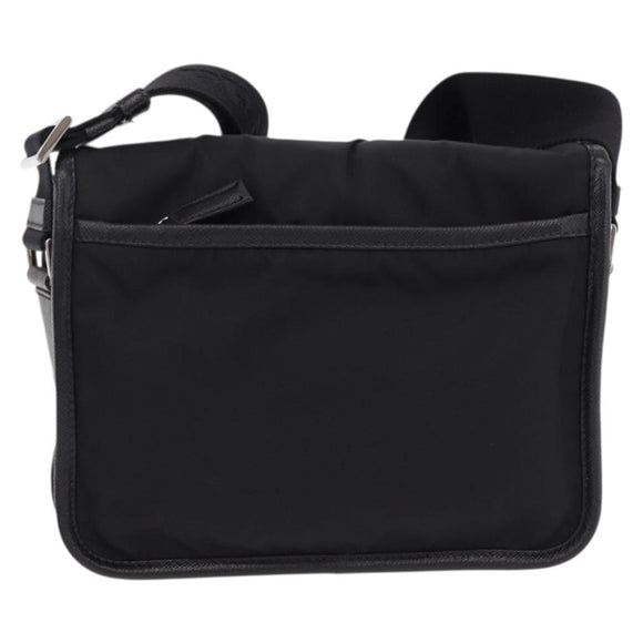 PRADA Shoulder Bag Nylon Black Silver Auth SW2637SAM