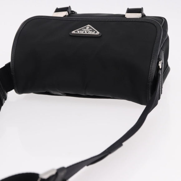 PRADA Shoulder Bag Nylon Black Silver Auth SW2637SAM