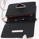 PRADA Robot Chain Shoulder Bag Saffiano Black Silver Auth SW2638SM-20