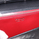 PRADA Robot Chain Shoulder Bag Saffiano Black Silver Auth SW2638SM-22