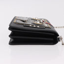 PRADA Robot Chain Shoulder Bag Saffiano Black Silver Auth SW2638SM-3