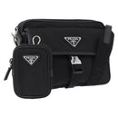 PRADA Shoulder Bag Nylon Black Silver Auth SW2639M-1