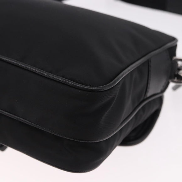 PRADA Shoulder Bag Nylon Black Silver Auth SW2639M
