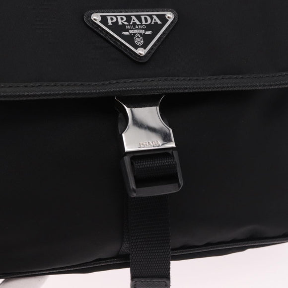 PRADA Shoulder Bag Nylon Black Silver Auth SW2639M
