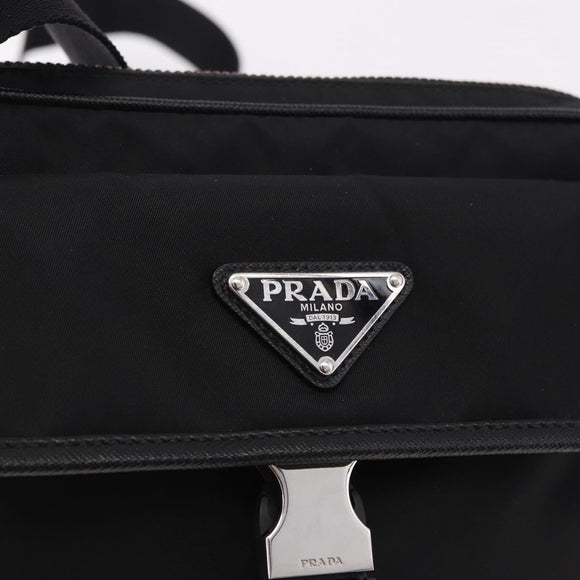 PRADA Shoulder Bag Nylon Black Silver Auth SW2639M
