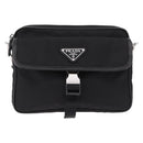 PRADA Shoulder Bag Nylon Black Silver Auth SW2639M-13