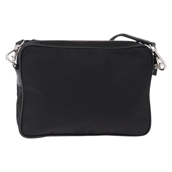 PRADA Shoulder Bag Nylon Black Silver Auth SW2639M