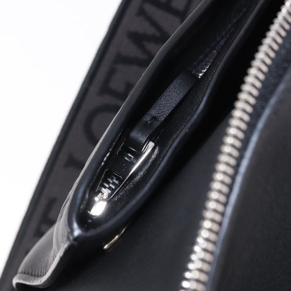 LOEWE Anton Sling Shoulder Bag Leather Black Silver Auth SW2640SM