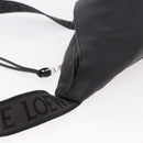 LOEWE Anton Sling Shoulder Bag Leather Black Silver Auth SW2640SM-6