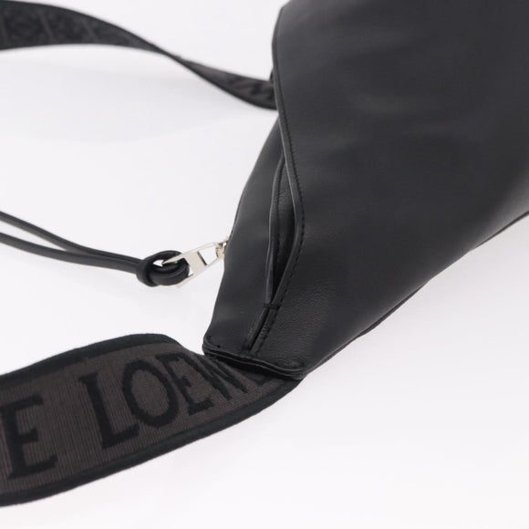 LOEWE Anton Sling Shoulder Bag Leather Black Silver Auth SW2640SM