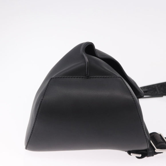 LOEWE Anton Sling Shoulder Bag Leather Black Silver Auth SW2640SM