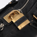 Chloe Paddington Hand Bag Leather Black Gold Auth SW2641M-15
