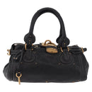 Chloe Paddington Hand Bag Leather Black Gold Auth SW2641M-2
