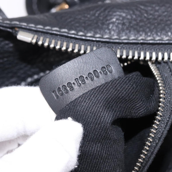 Chloe Paddington Hand Bag Leather Black Gold Auth SW2641M