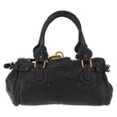 Chloe Paddington Hand Bag Leather Black Gold Auth SW2641M-3