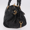 Chloe Paddington Hand Bag Leather Black Gold Auth SW2641M-6